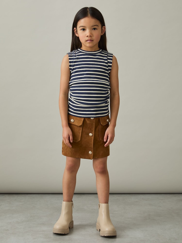 Reiss Navy/White Trudy Ruched Vest Top - Image 1 of 4