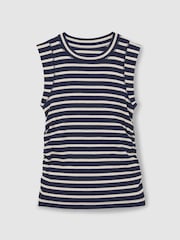 Reiss Navy/White Trudy Ruched Vest Top - Image 2 of 4