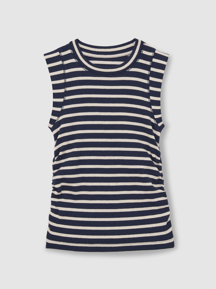 Reiss Navy/White Trudy Ruched Vest Top - Image 2 of 4