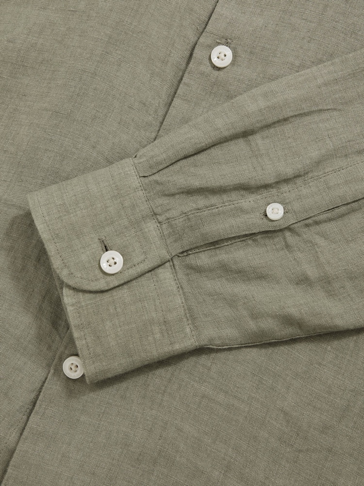 Reiss Thyme Green Ruban Linen Button-Through Shirt - Image 6 of 6 Reiss Thyme Green Ruban Linen Button-Through Shirt - Image 6 of 6
