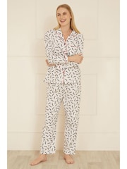Yumi Cream Dachshund Brushed 100% Cotton Pyjamas - Image 1 of 4