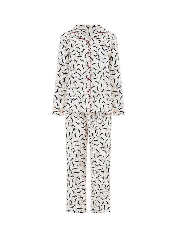 Yumi Cream Dachshund Brushed 100% Cotton Pyjamas - Image 4 of 4