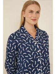 Yumi Blue Dachshund Brushed 100% Cotton Pyjamas - Image 2 of 5