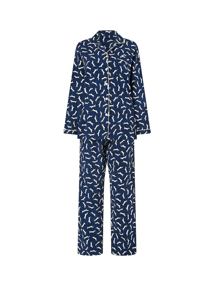Yumi Blue Dachshund Brushed 100% Cotton Pyjamas - Image 5 of 5