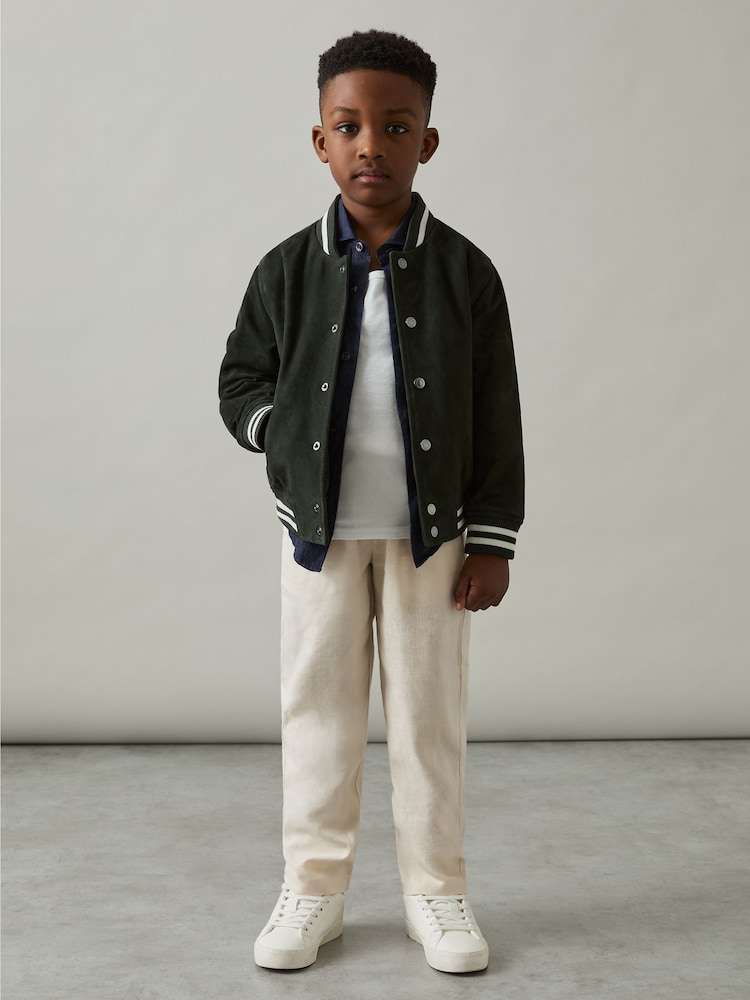 Reiss Stone Andros Linen-Blend Drawstring Trousers - Image 1 of 4