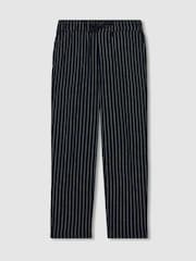 Reiss Navy Stripe Andros Linen-Blend Drawstring Trousers - Image 2 of 4