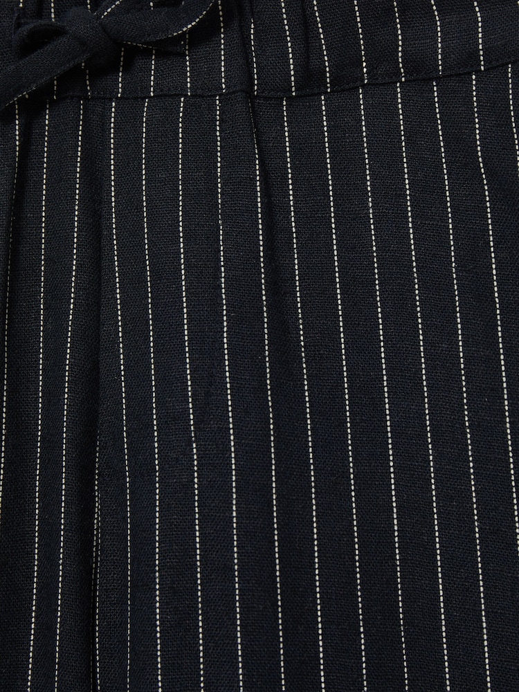 Reiss Navy Stripe Andros Linen-Blend Drawstring Trousers - Image 4 of 4