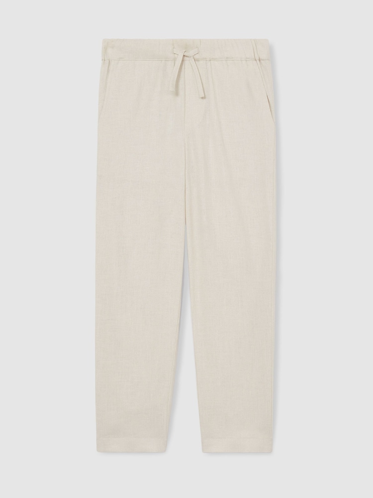 Reiss Stone Andros Linen Blend Drawstring Trousers - Image 2 of 4