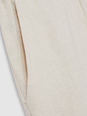 Reiss Stone Andros Linen Blend Drawstring Trousers - Image 4 of 4