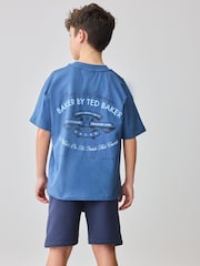 Baker by Ted Baker Oversized Blue T-Shirt and Shorts Set - Image 3 of 12