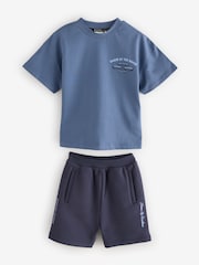Baker by Ted Baker Oversized Blue T-Shirt and Shorts Set - Image 7 of 12