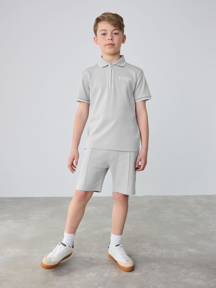 Baker by Ted Baker Grey 100% Cotton Polo Shirt and Shorts Set - Image 2 of 12