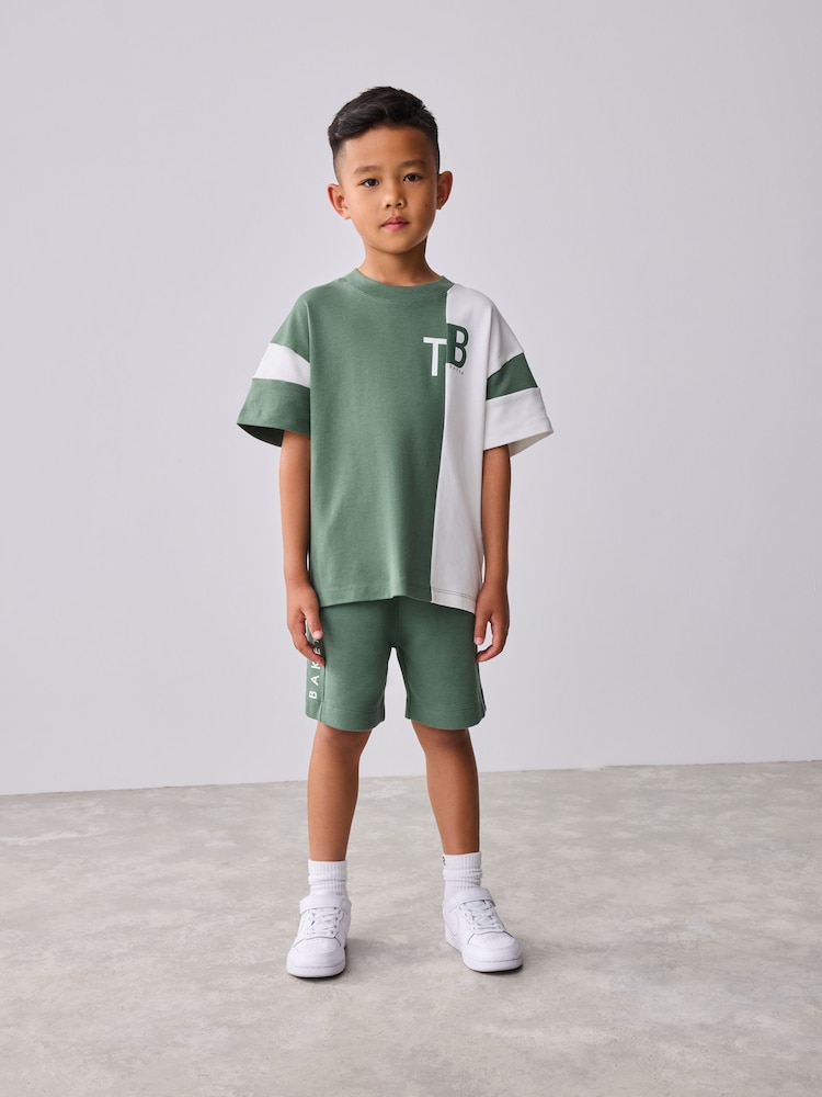 Baker by Ted Baker Colourblock Varsity T-Shirt and Shorts Set - Image 1 of 11