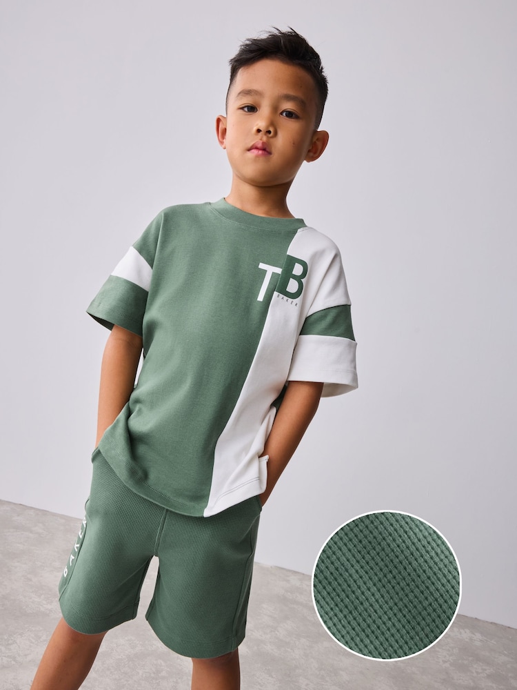 Baker by Ted Baker Colourblock Varsity T-Shirt and Shorts Set - Image 2 of 11