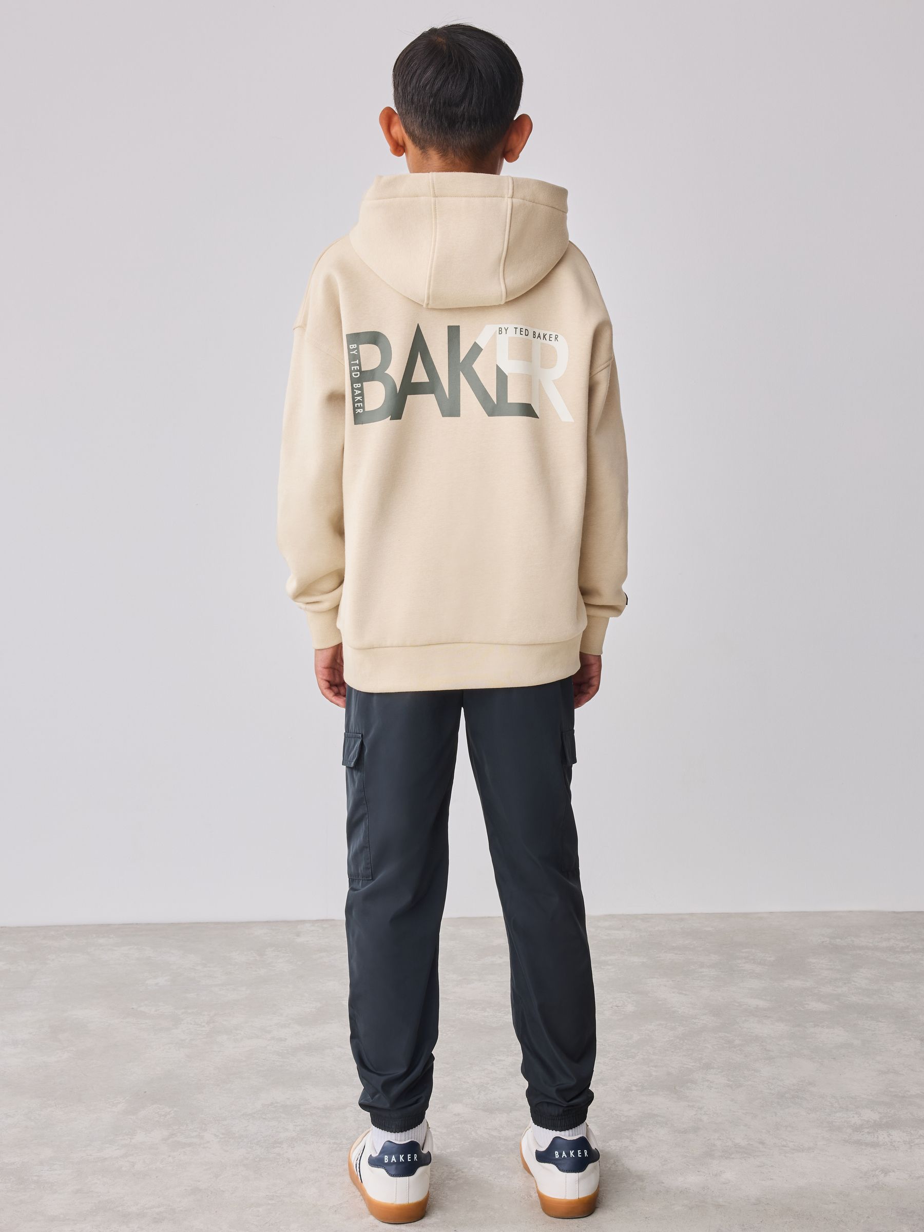Buy Baker by Ted Baker Stone Oversized Graphic Print Hoodie from