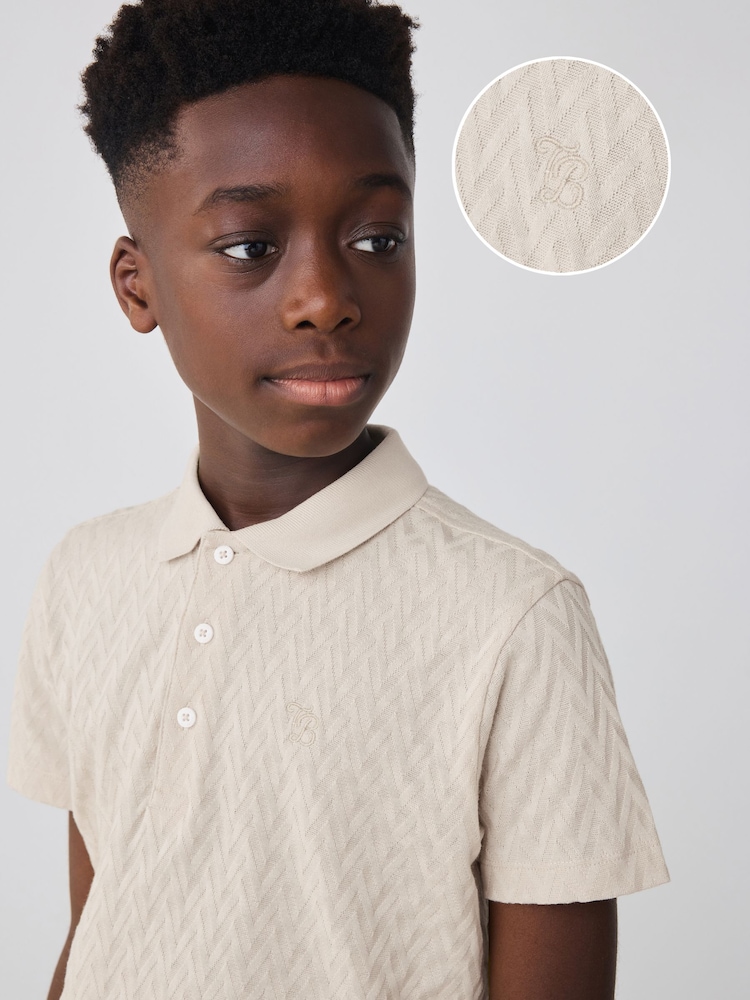 Baker by Ted Baker Textured 100% Cotton Polo Shirt - Image 1 of 11 Baker by Ted Baker Textured 100% Cotton Polo Shirt - Image 1 of 11