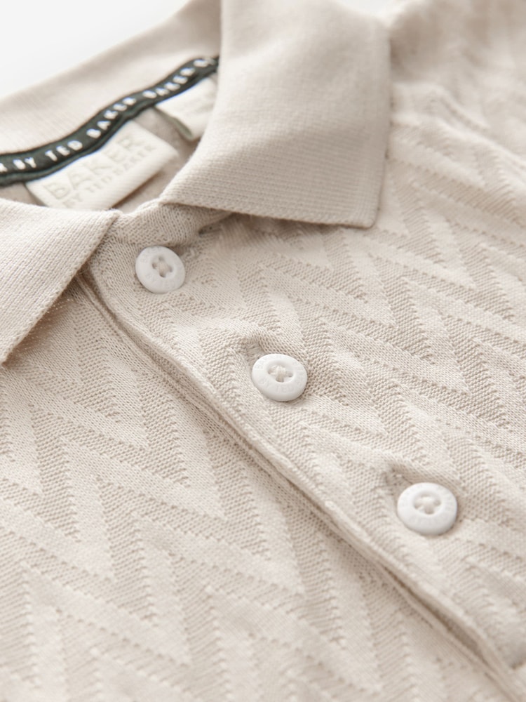 Baker by Ted Baker Textured 100% Cotton Polo Shirt - Image 10 of 11