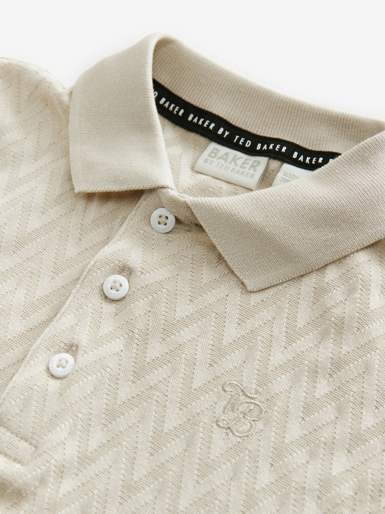 Baker by Ted Baker Textured 100% Cotton Polo Shirt - Image 11 of 11