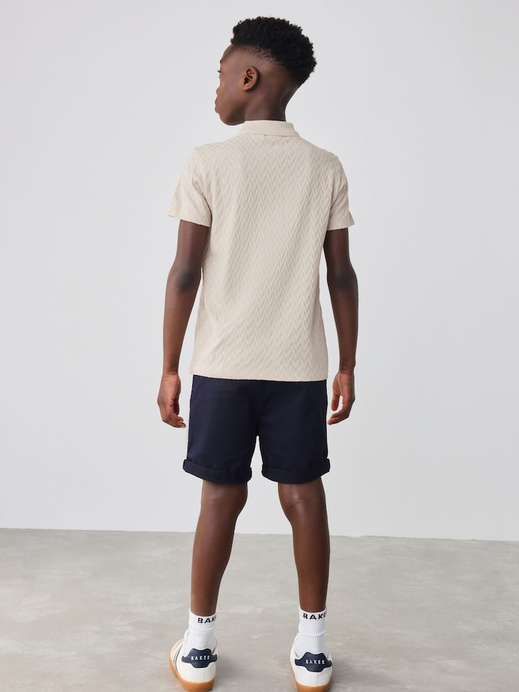 Baker by Ted Baker Textured 100% Cotton Polo Shirt - Image 4 of 11