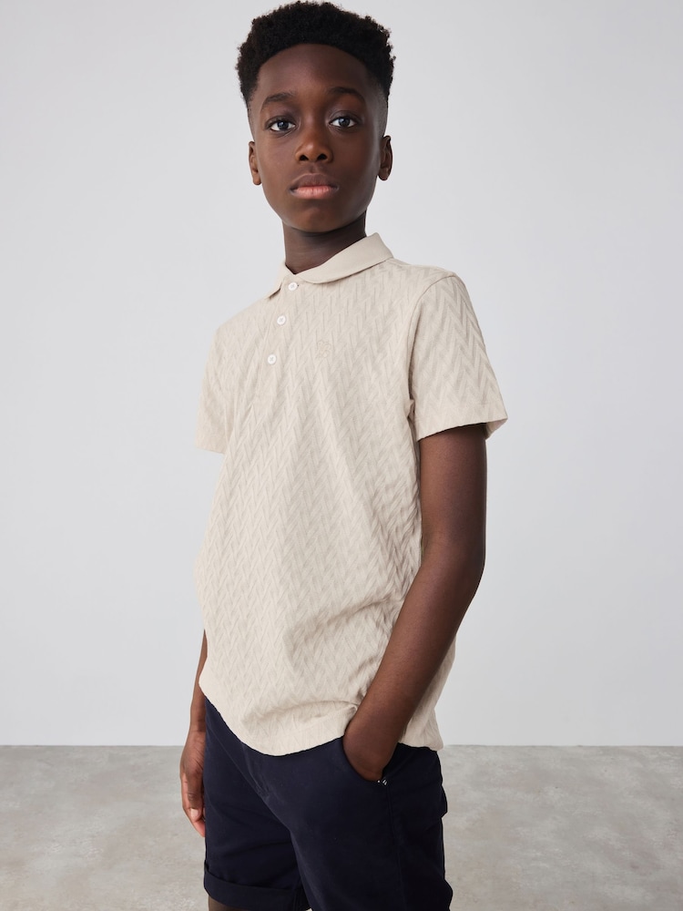 Baker by Ted Baker Textured 100% Cotton Polo Shirt - Image 5 of 11