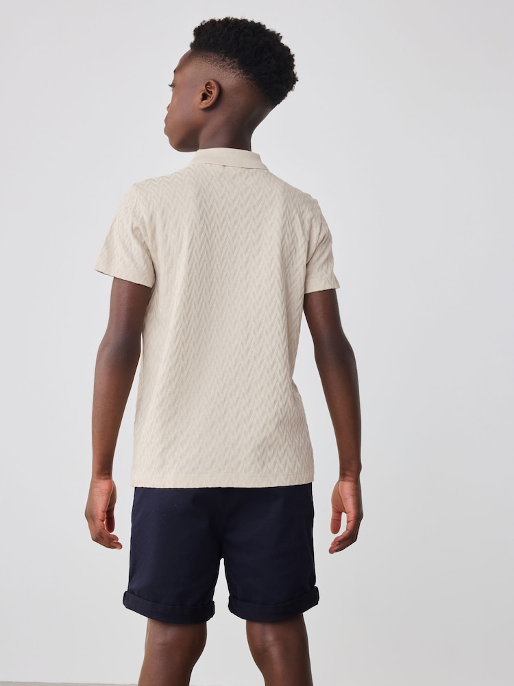 Baker by Ted Baker Textured 100% Cotton Polo Shirt - Image 6 of 11