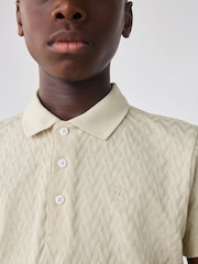 Baker by Ted Baker Textured 100% Cotton Polo Shirt - Image 7 of 11