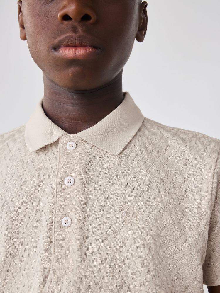 Baker by Ted Baker Textured 100% Cotton Polo Shirt - Image 7 of 11