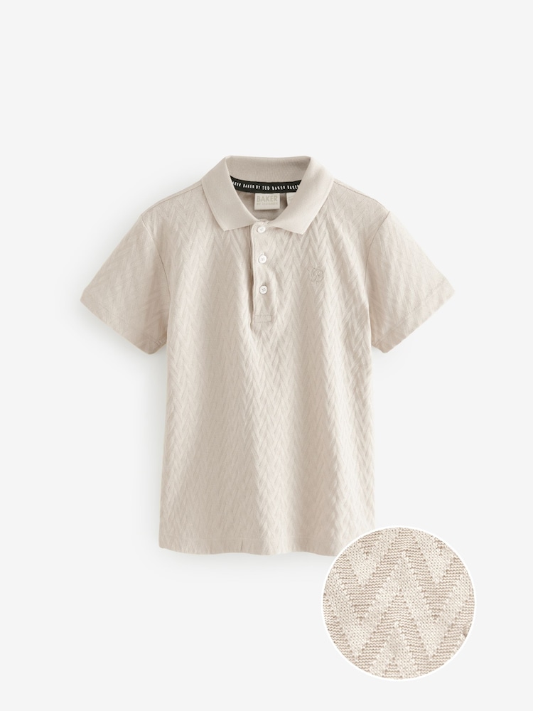 Baker by Ted Baker Textured 100% Cotton Polo Shirt - Image 8 of 11