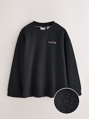 تيشرت أسود بملمس 'T' بأكمام طويلة من Baker by Ted Baker - صورة 7 من 11