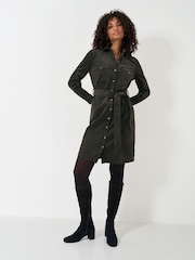 Crew Clothing Green Elsie Cord Shirt Dress - Image 1 of 5