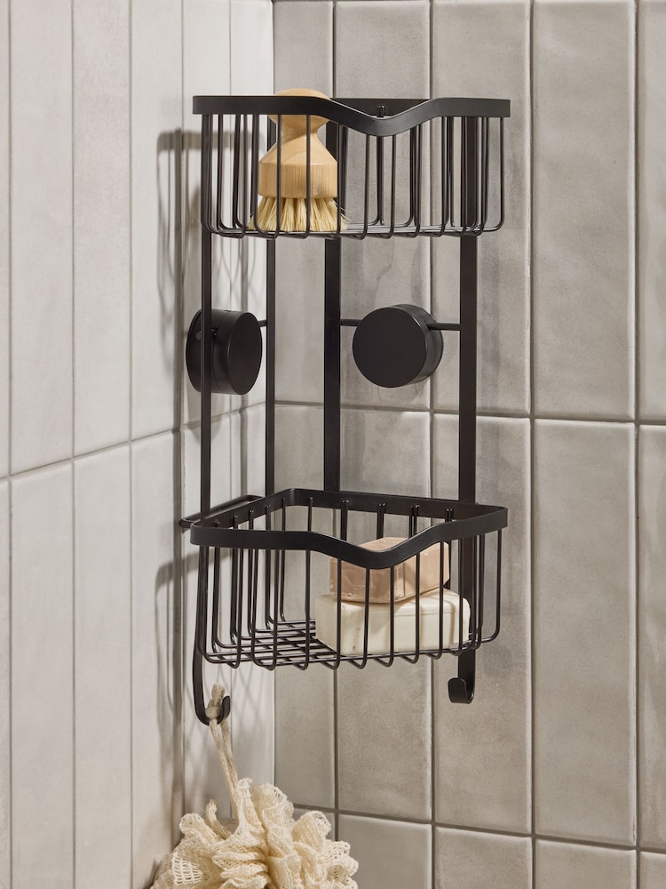 Black Suction Corner Shower Caddy - Image 1 of 4