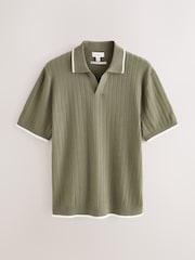 Green Regular Fit Signature TENCEL™ Short Sleeve Tipped Rib Knit Trophy Neck Polo Shirt - Image 1 of 3