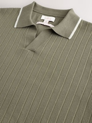 Green Regular Fit Signature TENCEL™ Short Sleeve Tipped Rib Knit Trophy Neck Polo Shirt - Image 3 of 3