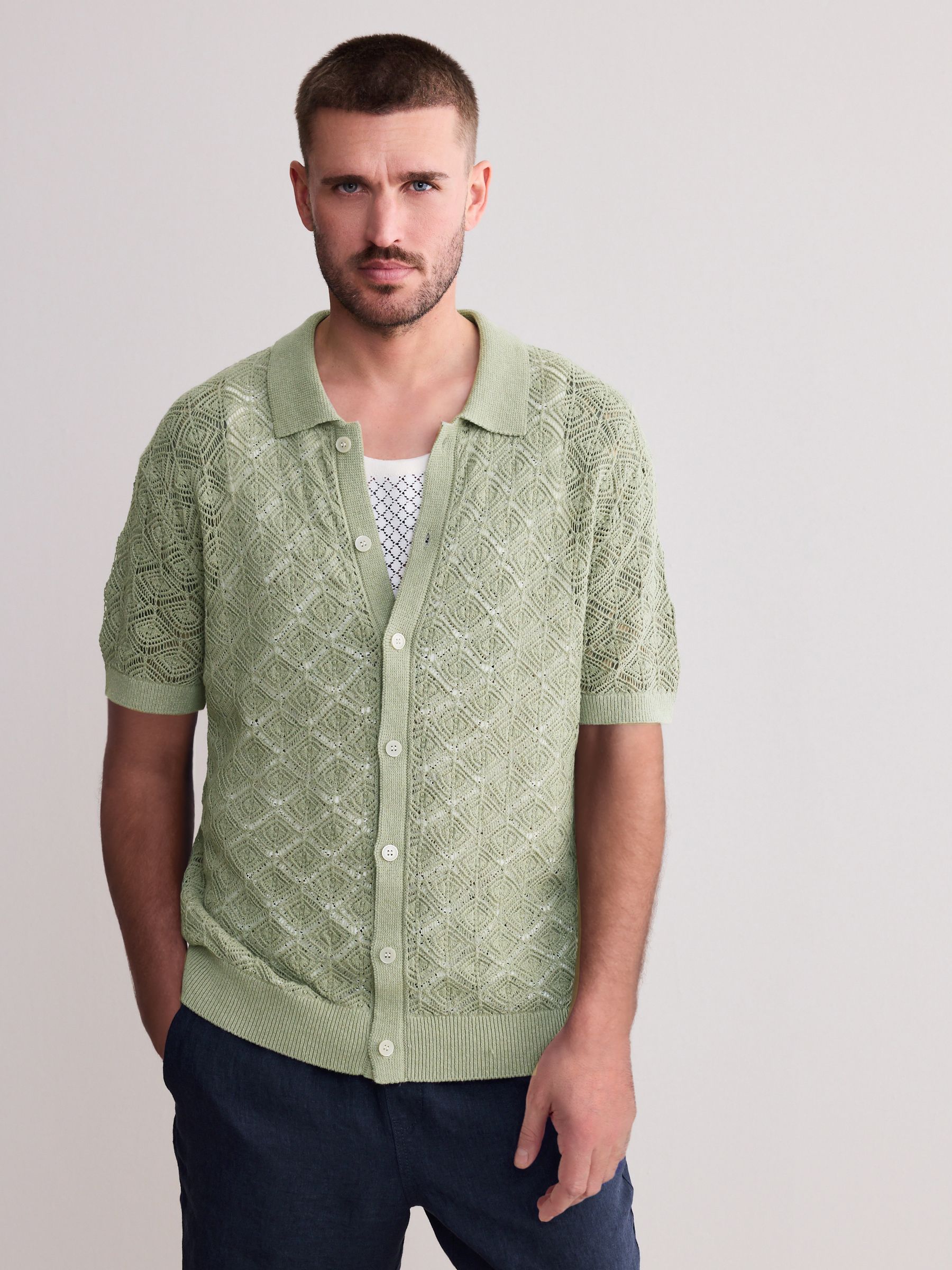 Comprar Verde sálvia - Camisa polo Signature Linen Rich de manga