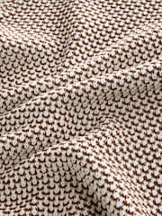Brown/Ecru White Regular Fit Cotton Rich Short Sleeve Crochet Knit Polo Shirt - Image 7 of 7