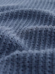 Blue Regular Fit Cotton Rich Short Sleeve Knit Bouclé Polo Shirt - Image 7 of 8