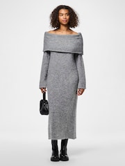 PIECES Off Shoulder Bardot Soft Knitted Midi Dress - Изображение 3 из 6