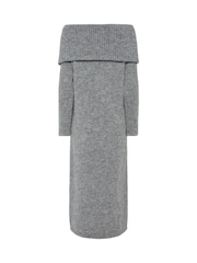 PIECES Off Shoulder Bardot Soft Knitted Midi Dress - Изображение 6 из 6
