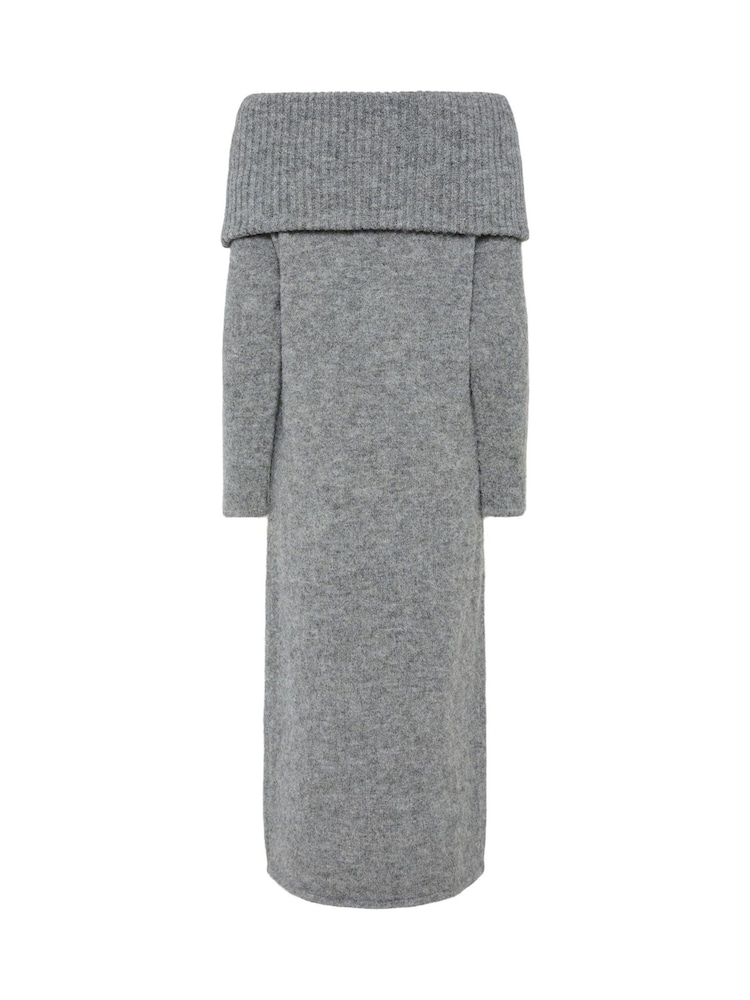 PIECES Off Shoulder Bardot Soft Knitted Midi Dress - Изображение 6 из 6