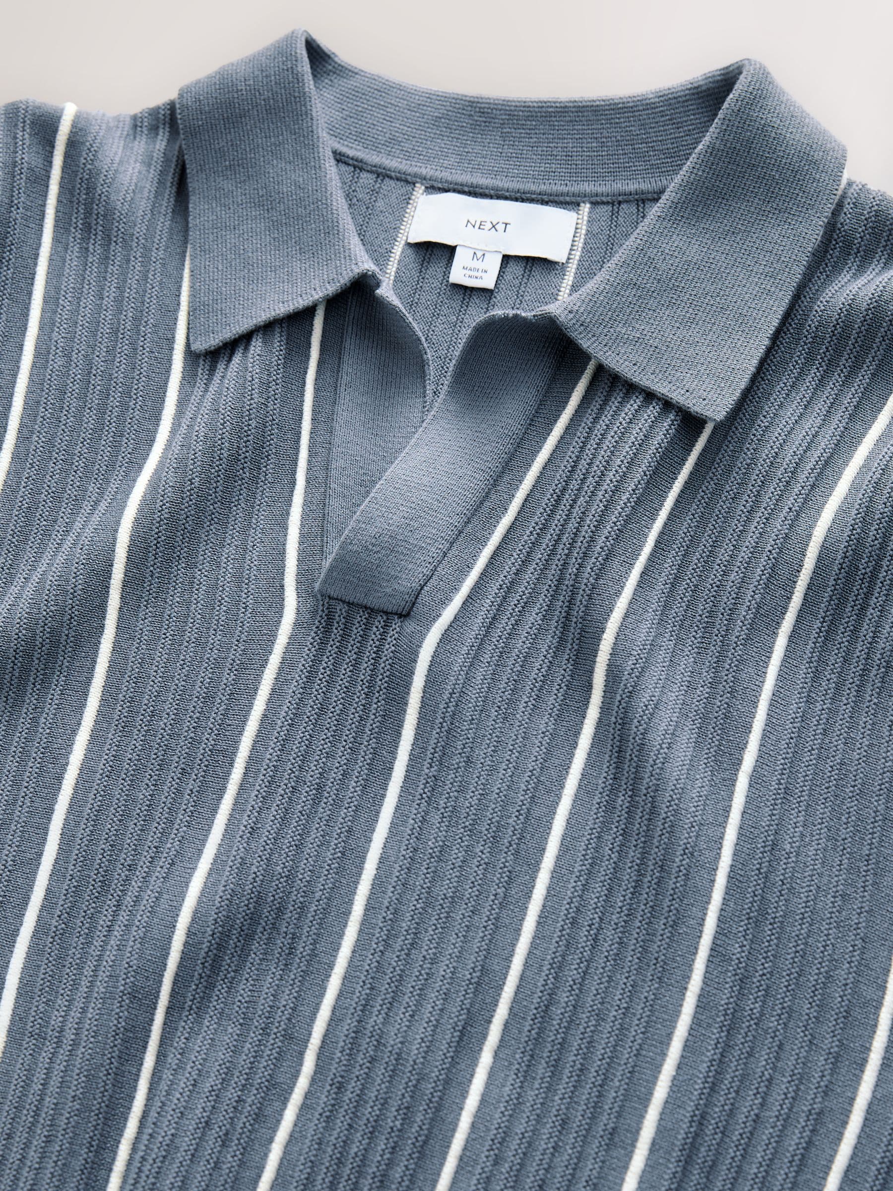 Buy Blue Regular Fit Short Sleeve Stripe Knit Trophy Polo