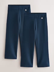 Navy Blue Pull-On Stretch Bootcut School Trousers 2 Pack (3-17yrs) - Image 1 of 6