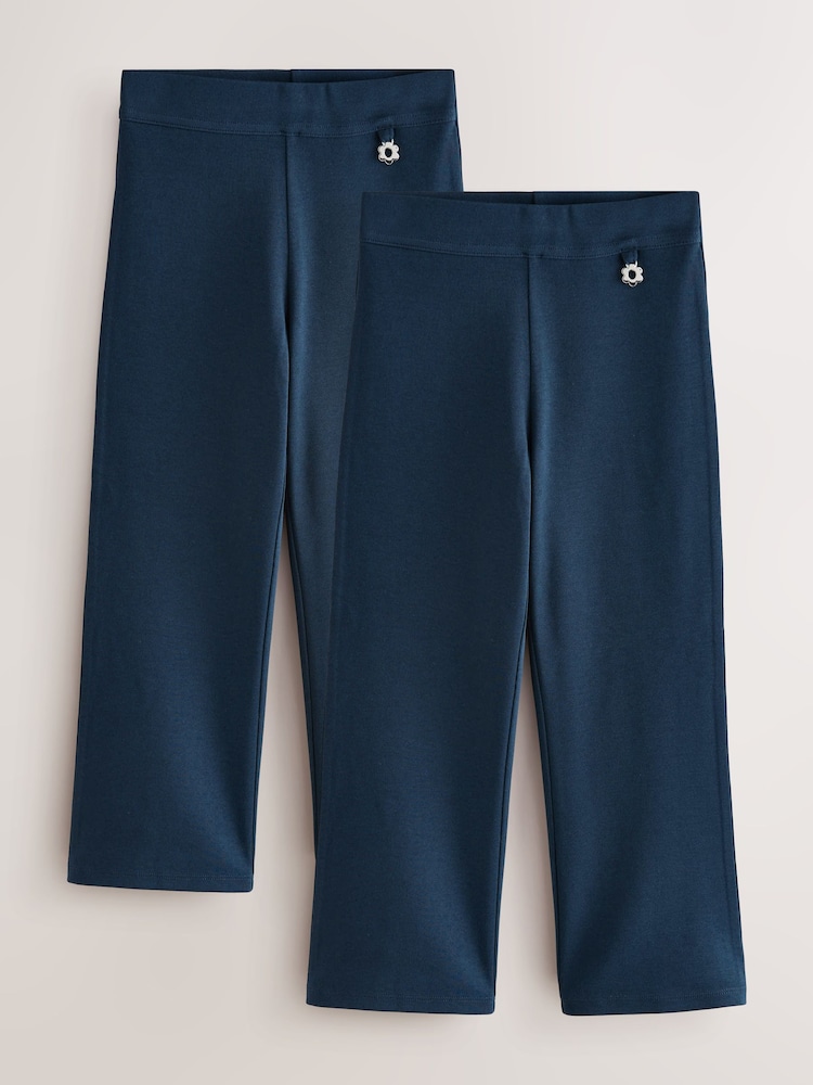 Navy Blue Pull-On Stretch Bootcut School Trousers 2 Pack (3-17yrs) - Image 1 of 6
