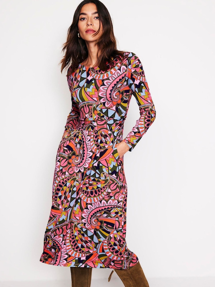 Boden Red Amelie Long Sleeves Midi Dress - Image 1 of 5