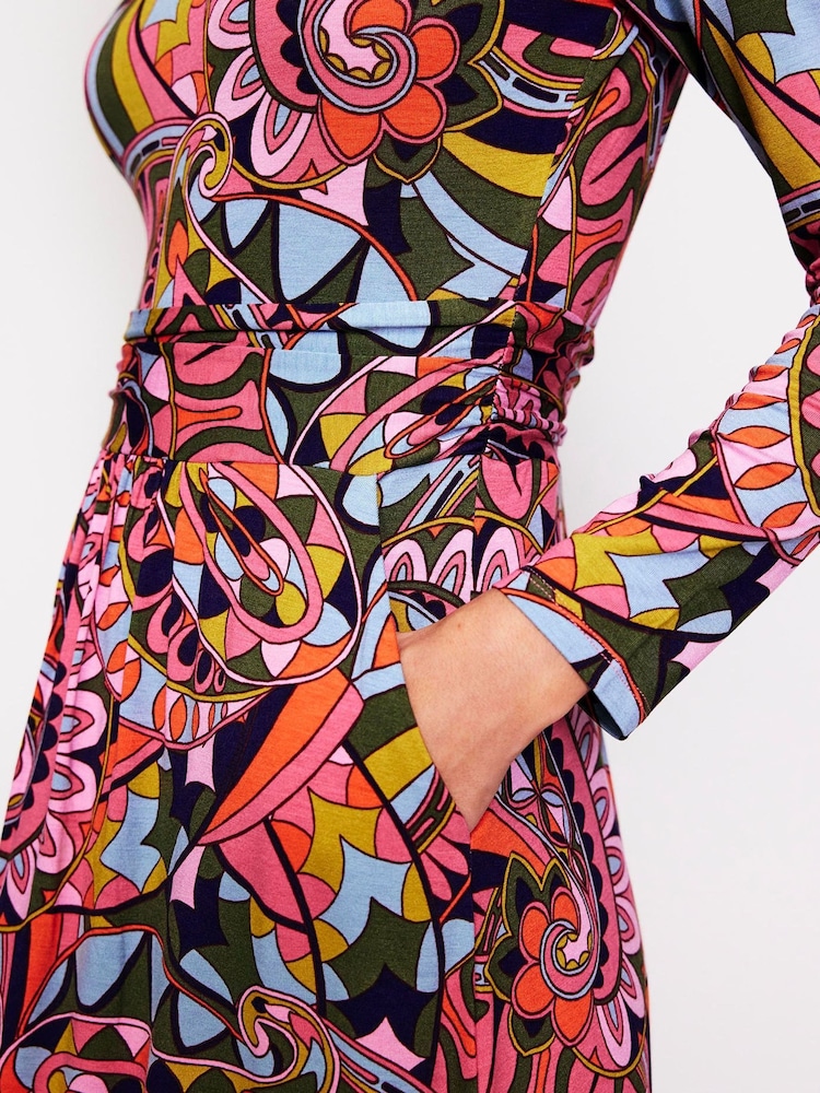 Boden Red Amelie Long Sleeves Midi Dress - Image 2 of 5 Boden Red Amelie Long Sleeves Midi Dress - Image 2 of 5
