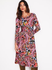 Boden Red Amelie Long Sleeves Midi Dress - Image 4 of 5