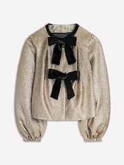 Boden Gold Jacquard Bow Detail Jacket - Image 5 of 5