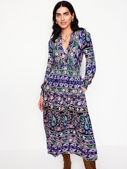 Boden Blue Ivy Border Print Midi Dress - Image 1 of 6
