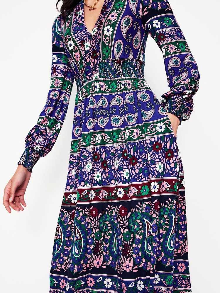 Boden Blue Ivy Border Print Midi Dress - Image 2 of 6
