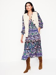 Boden Blue Ivy Border Print Midi Dress - Image 4 of 6