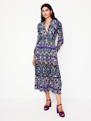 Boden Blue Ivy Border Print Midi Dress - Image 5 of 6
